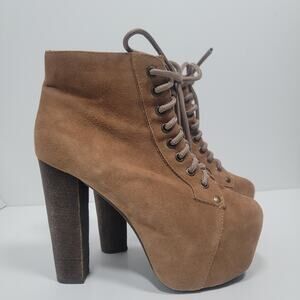 Jeffrey Campbell Havana Last 6.5M Lita Platform Heels Ankle Suede Boots